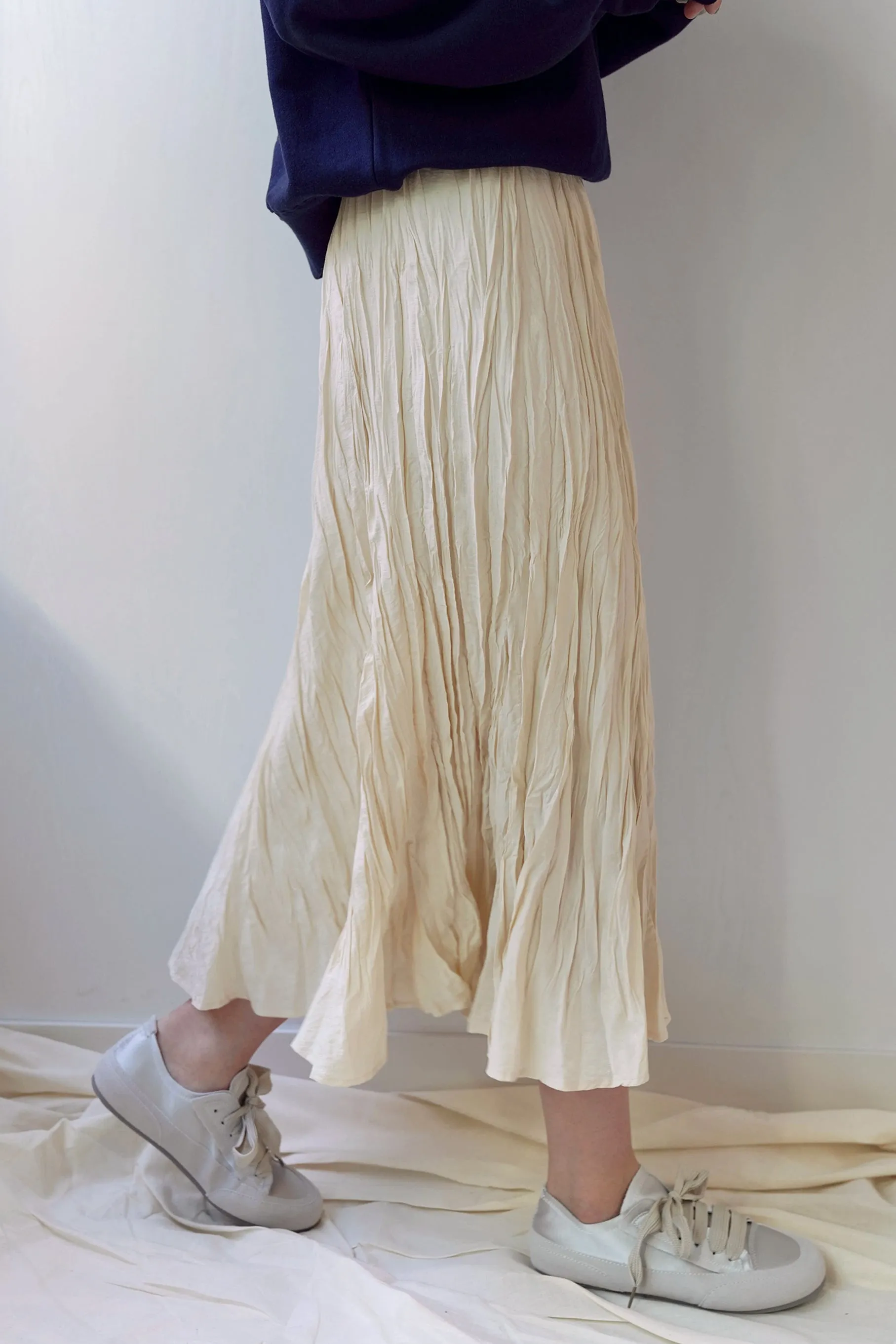Gwen Wrinkle Skirt, Cream