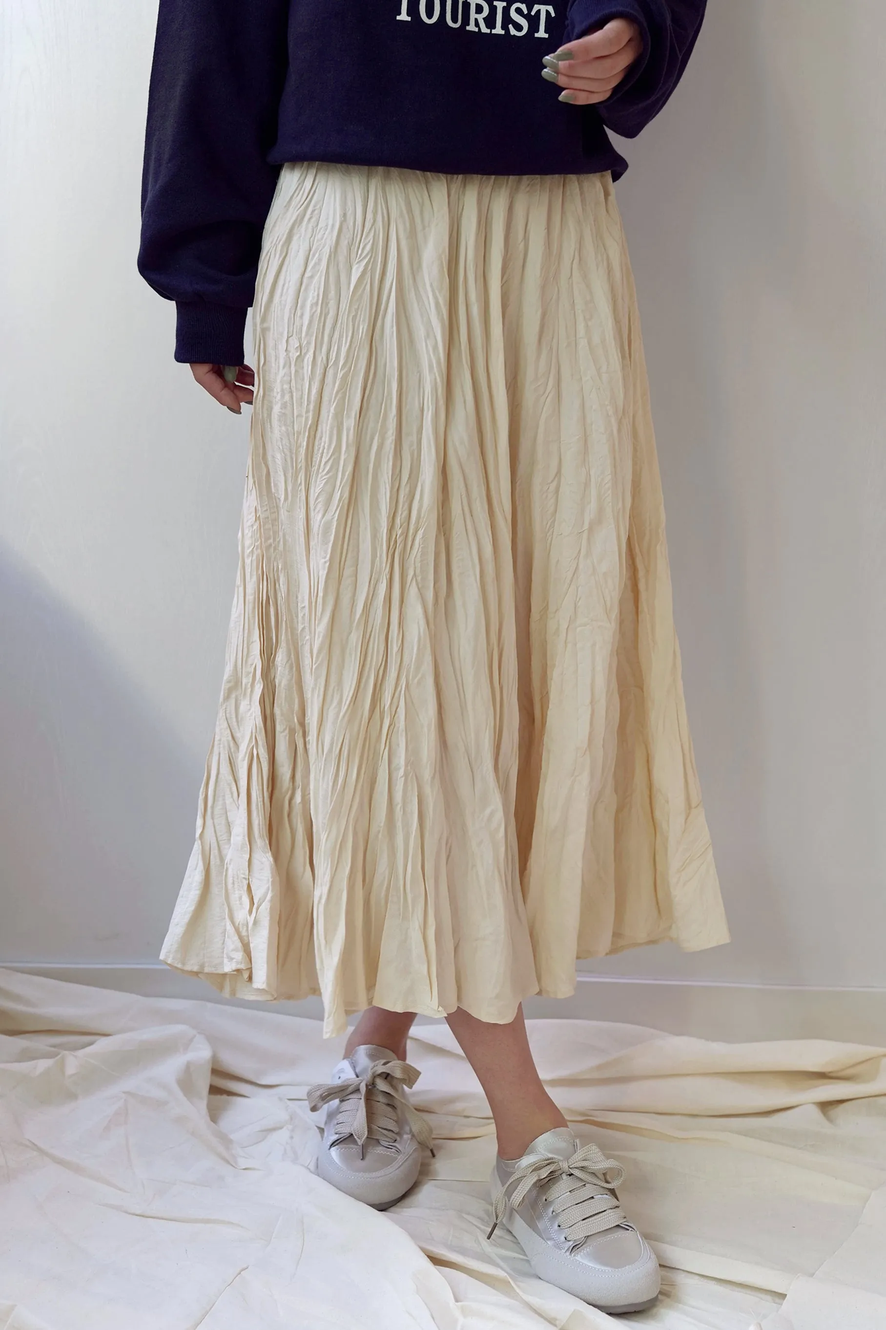 Gwen Wrinkle Skirt, Cream