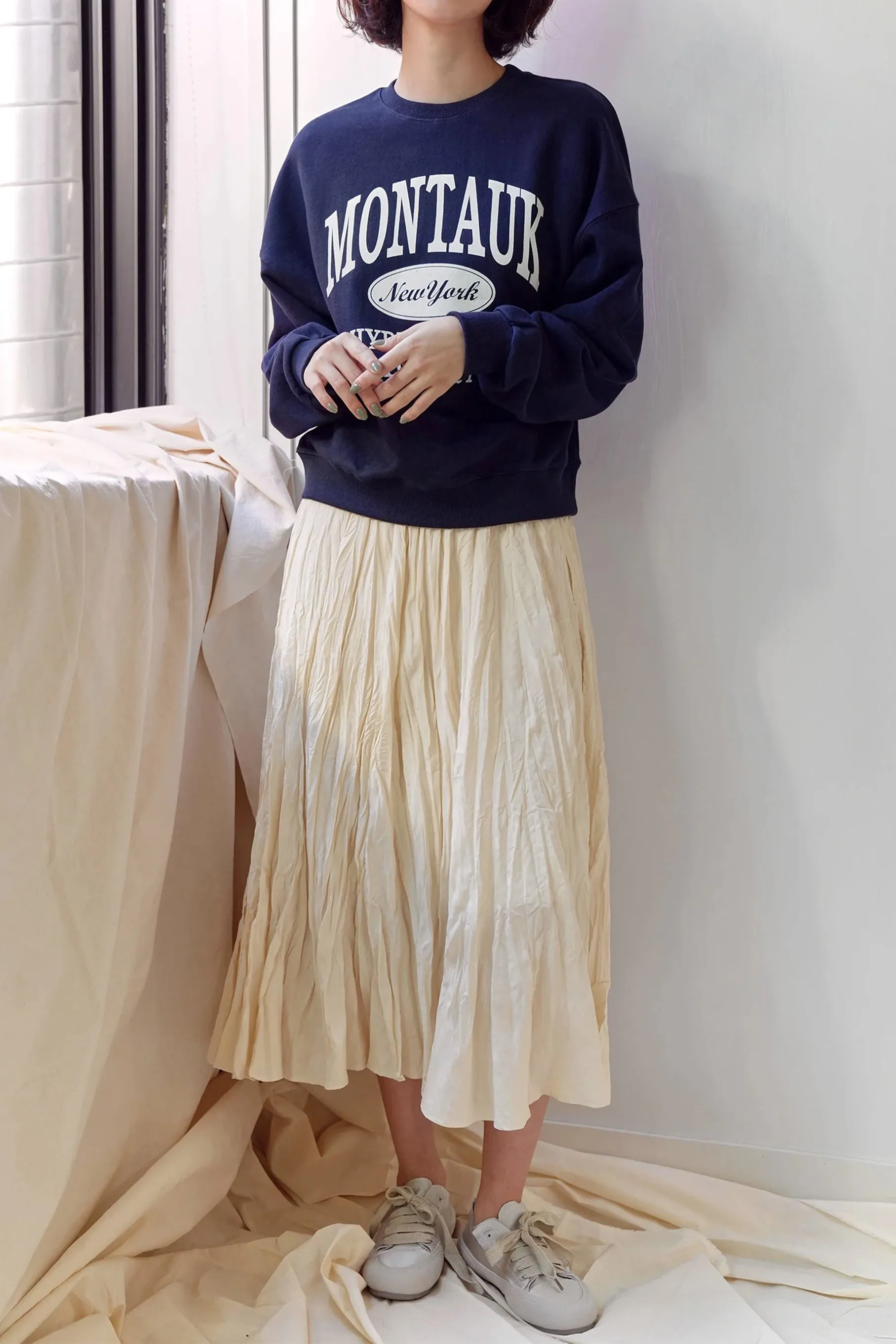 Gwen Wrinkle Skirt, Cream