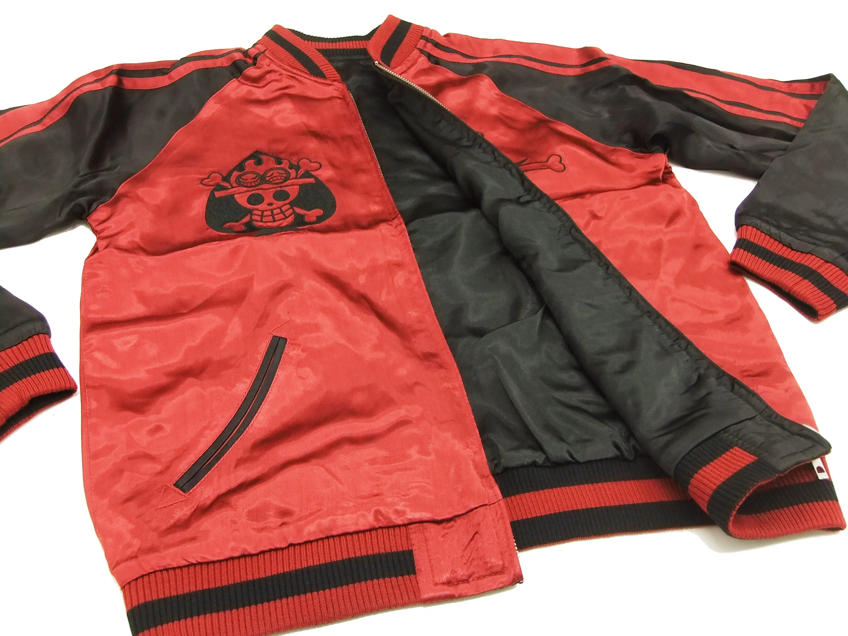 Hanatabi Gakudan Men's Japanese Souvenir Jacket Japanese ONE PIECE Sukajan Script OPSJ-002 Red