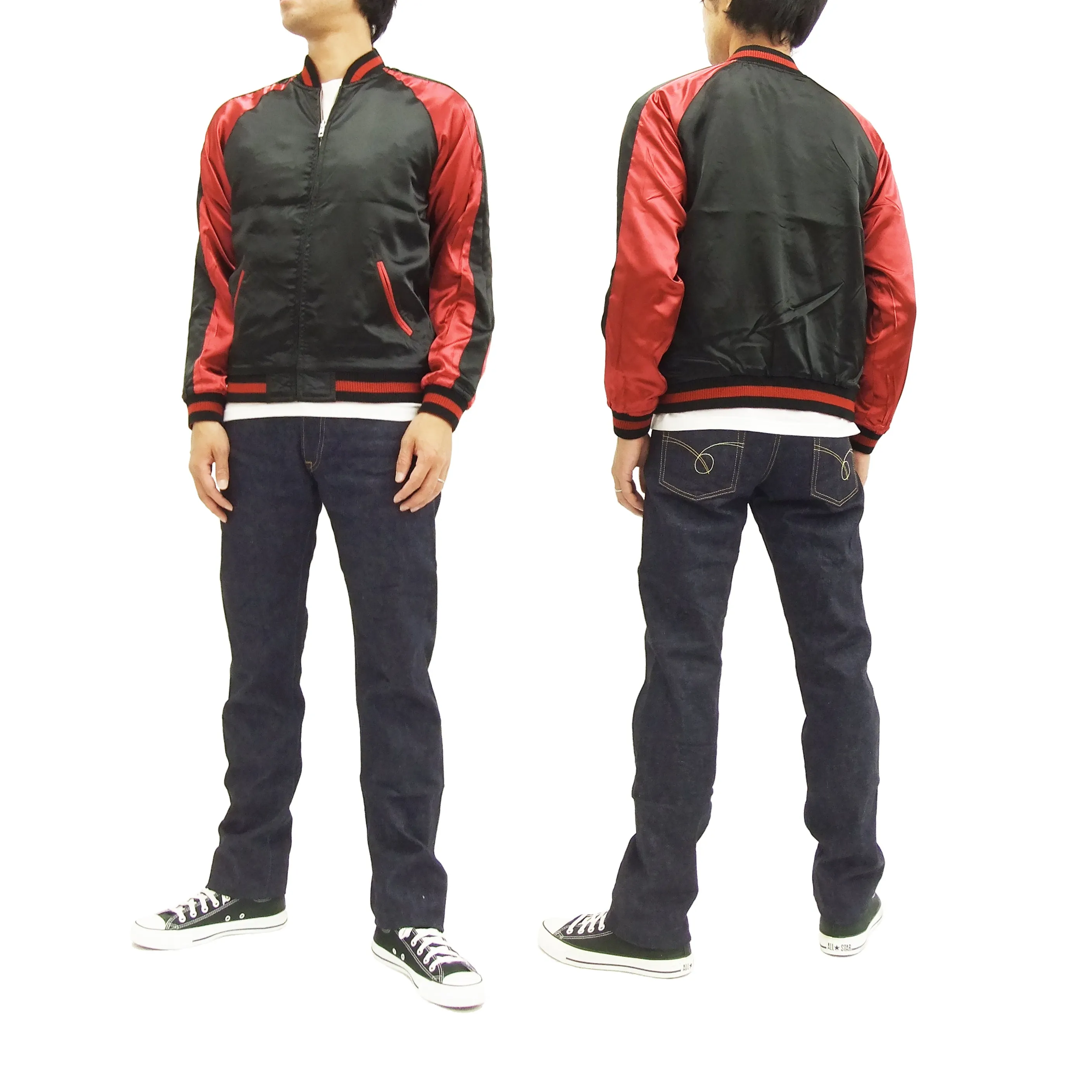 Hanatabi Gakudan Men's Japanese Souvenir Jacket Japanese ONE PIECE Sukajan Script OPSJ-002 Red