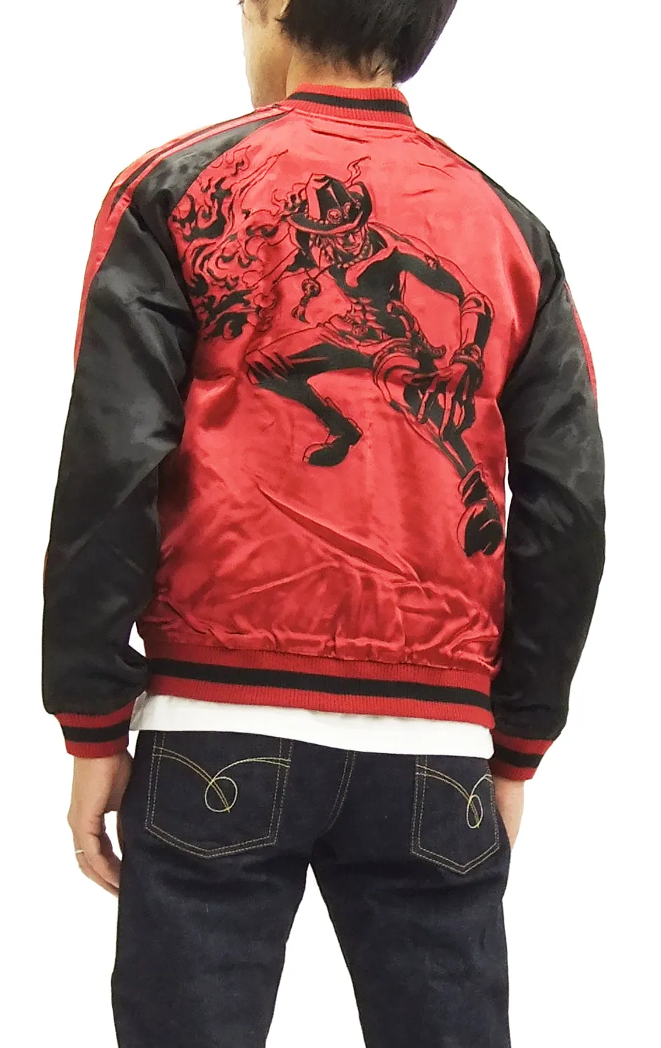 Hanatabi Gakudan Men's Japanese Souvenir Jacket Japanese ONE PIECE Sukajan Script OPSJ-002 Red