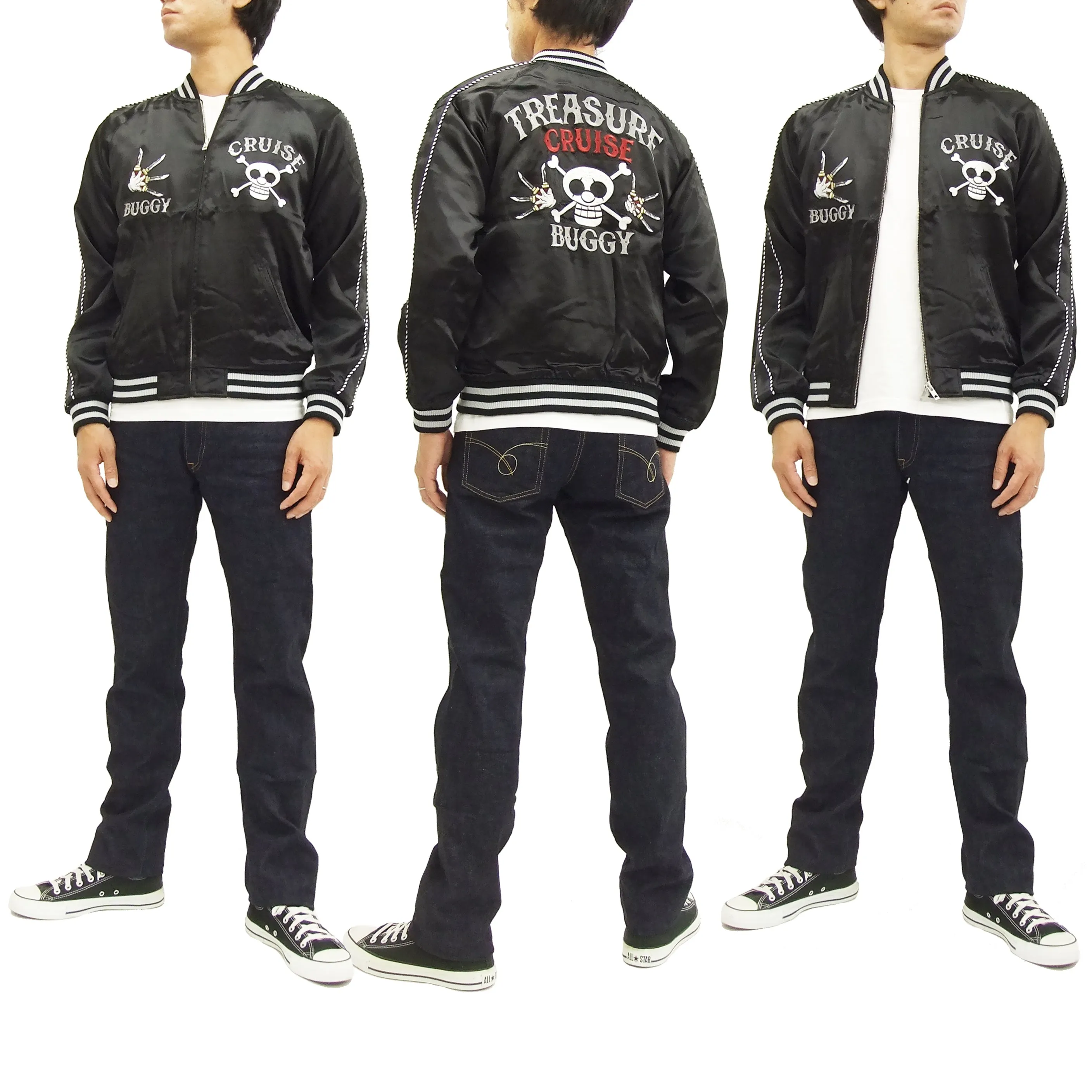 Hanatabi Gakudan Men's Japanese Souvenir Jacket Japanese ONE PIECE Sukajan Script OPSJ-004