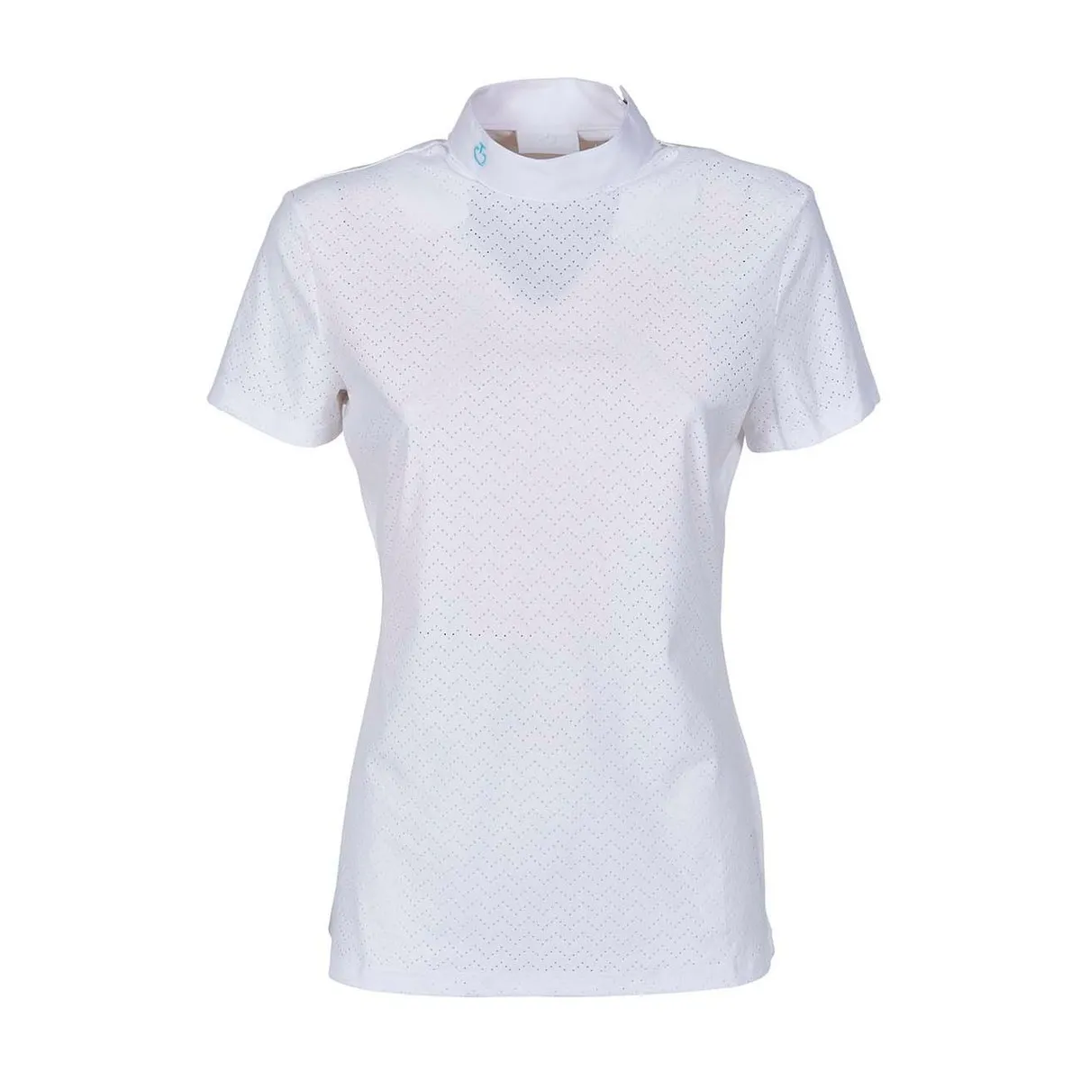 HORSE RIDING POLO SHIRT FOR WOMAN WITH PERFORATED CHEST COL. WHITE