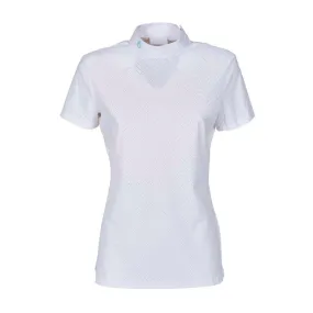 HORSE RIDING POLO SHIRT FOR WOMAN WITH PERFORATED CHEST COL. WHITE