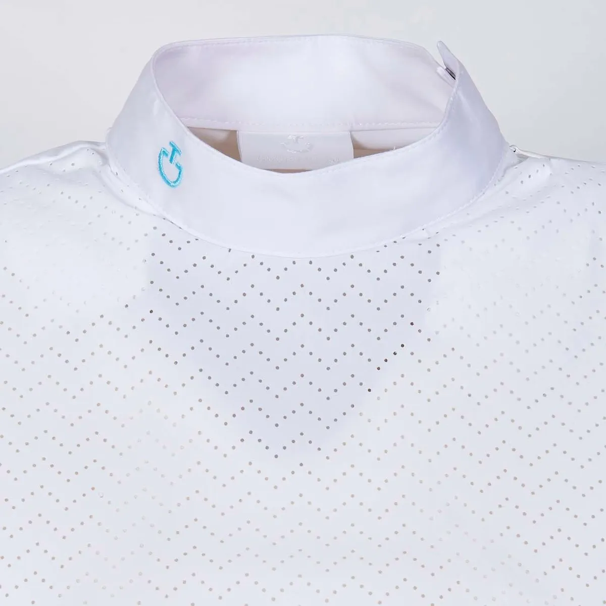 HORSE RIDING POLO SHIRT FOR WOMAN WITH PERFORATED CHEST COL. WHITE