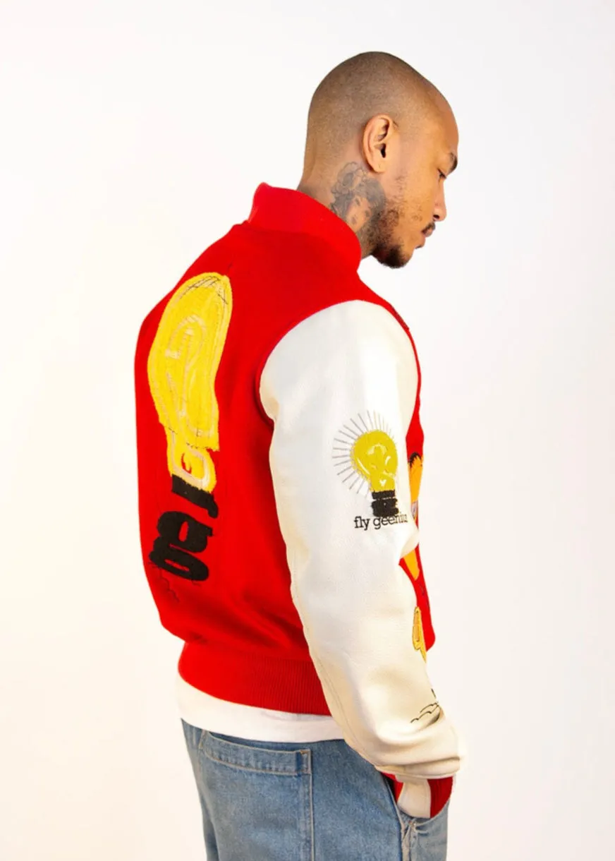 HOT AIR BALLOON VARSITY JACKET - RED