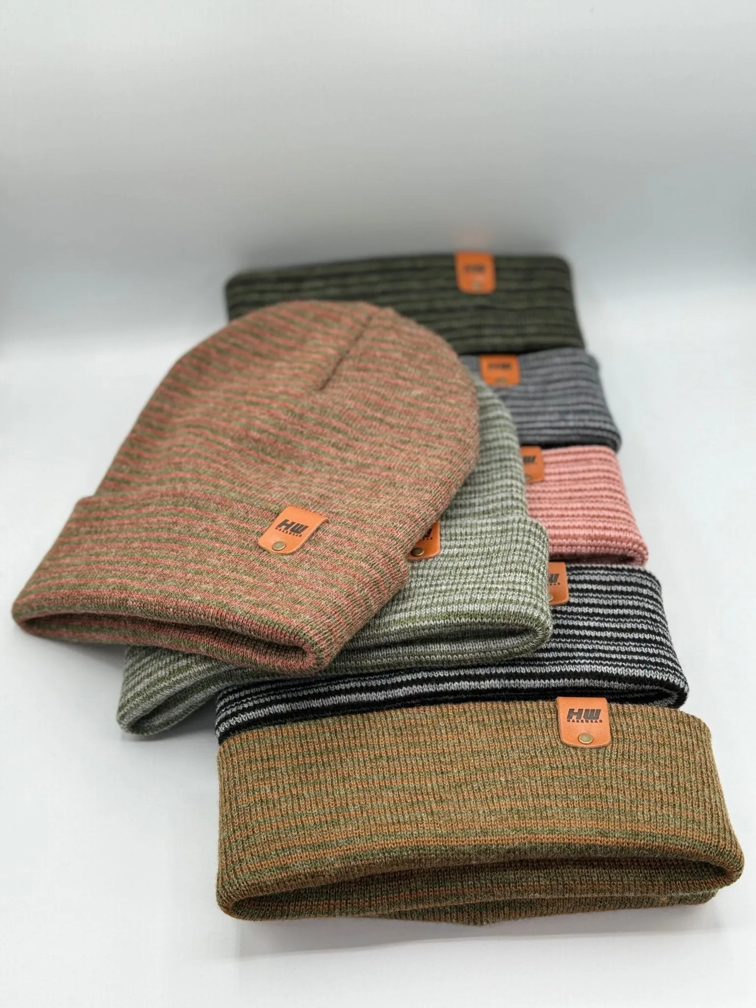 HW6088 HAAKWEAR Traditional Contrast Cuffed Beanie - Green/Burgundy, Made in USA