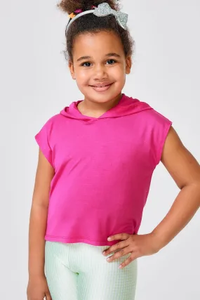 Kids Crop Hoodie in Terez Pink
