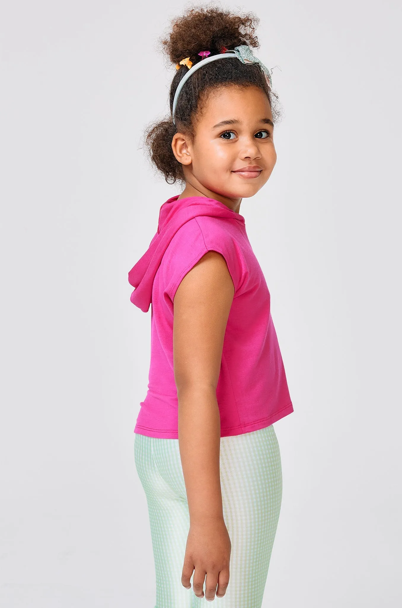 Kids Crop Hoodie in Terez Pink