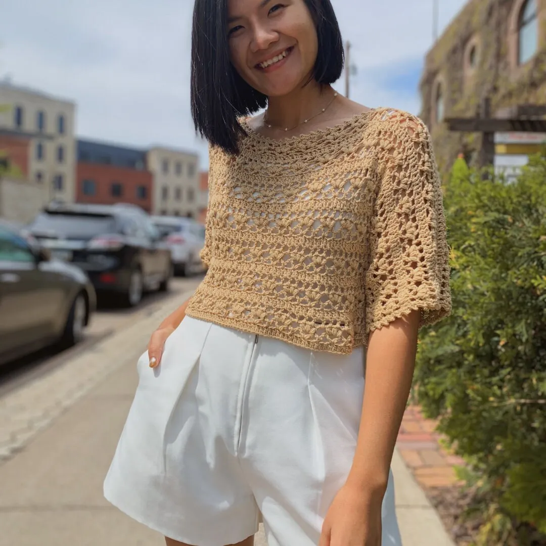 Lacy summer top crochet pattern PDF file and video tutorial for us women's sizes XS-XXL, crochet top, crochet pattern, crochet summer top