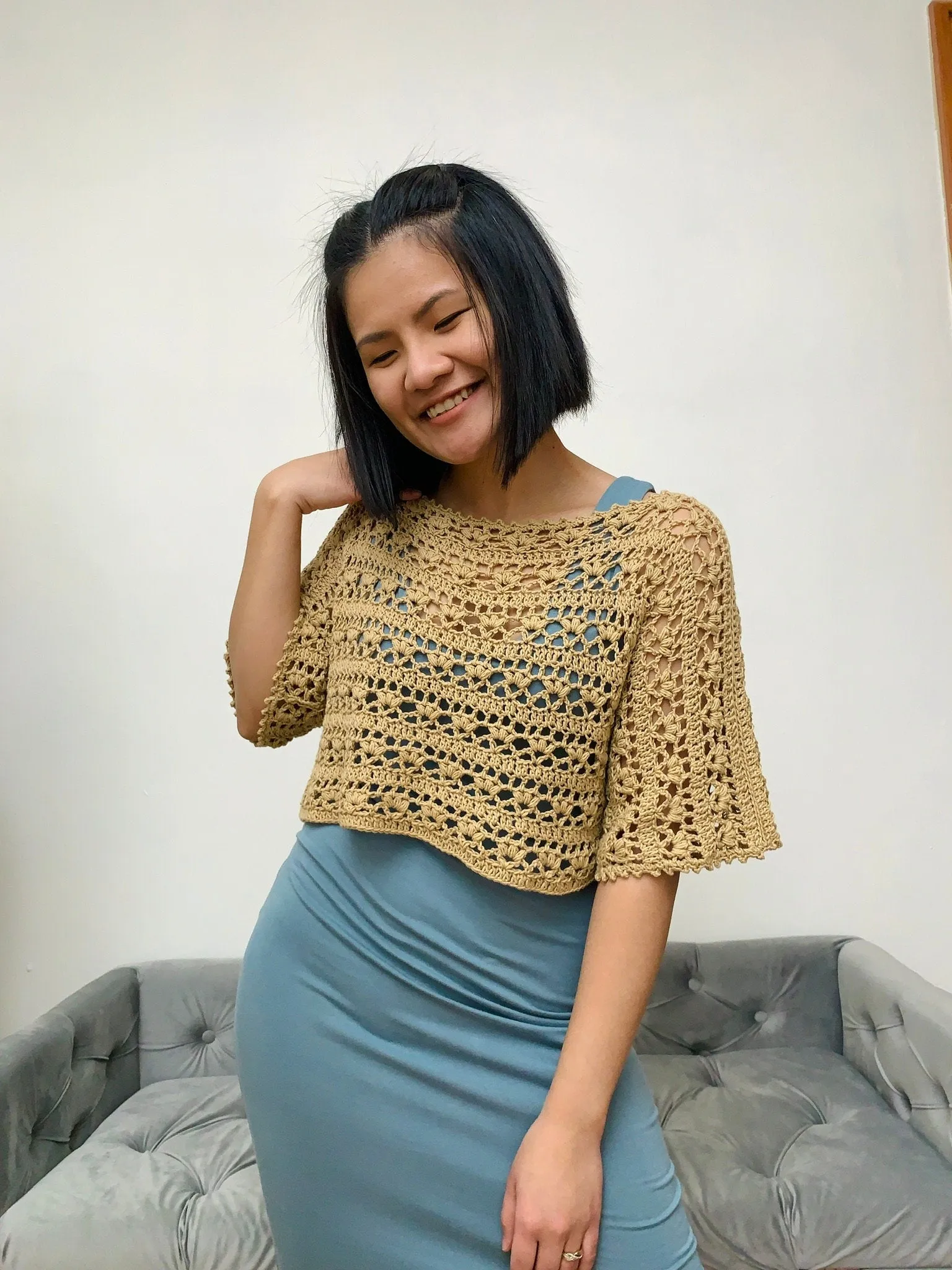 Lacy summer top crochet pattern PDF file and video tutorial for us women's sizes XS-XXL, crochet top, crochet pattern, crochet summer top