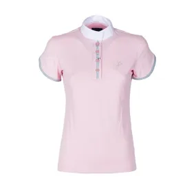 LADIES PIQUE RIDING POLO SHIRT BY ANNA SCARPATI, STAND UP COLLAR,  MOD. FUERTE ANNA SCARPATI COL. PALE PINK