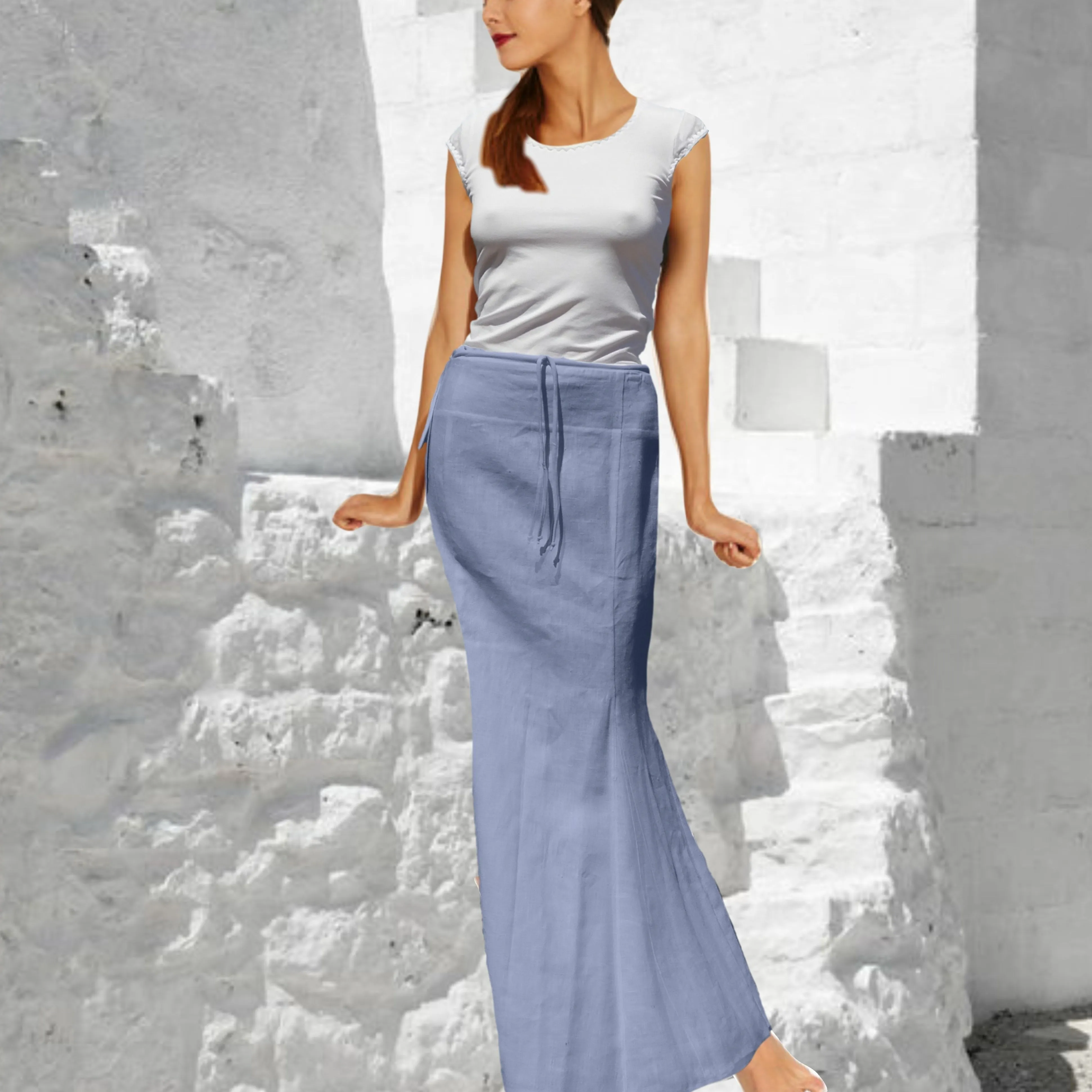 lange linnen A-lijn rok / organic linen A-line maxi skirt
