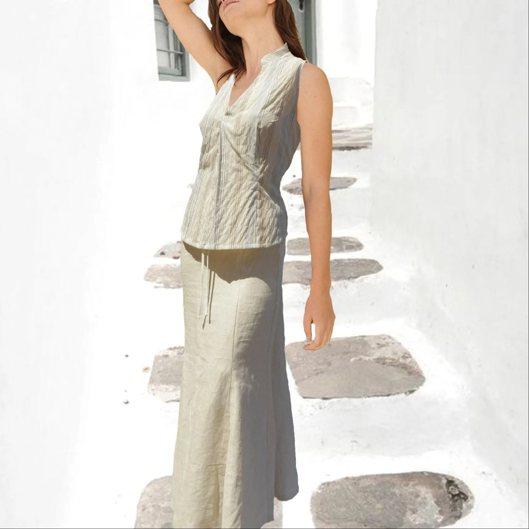 lange linnen A-lijn rok / organic linen A-line maxi skirt