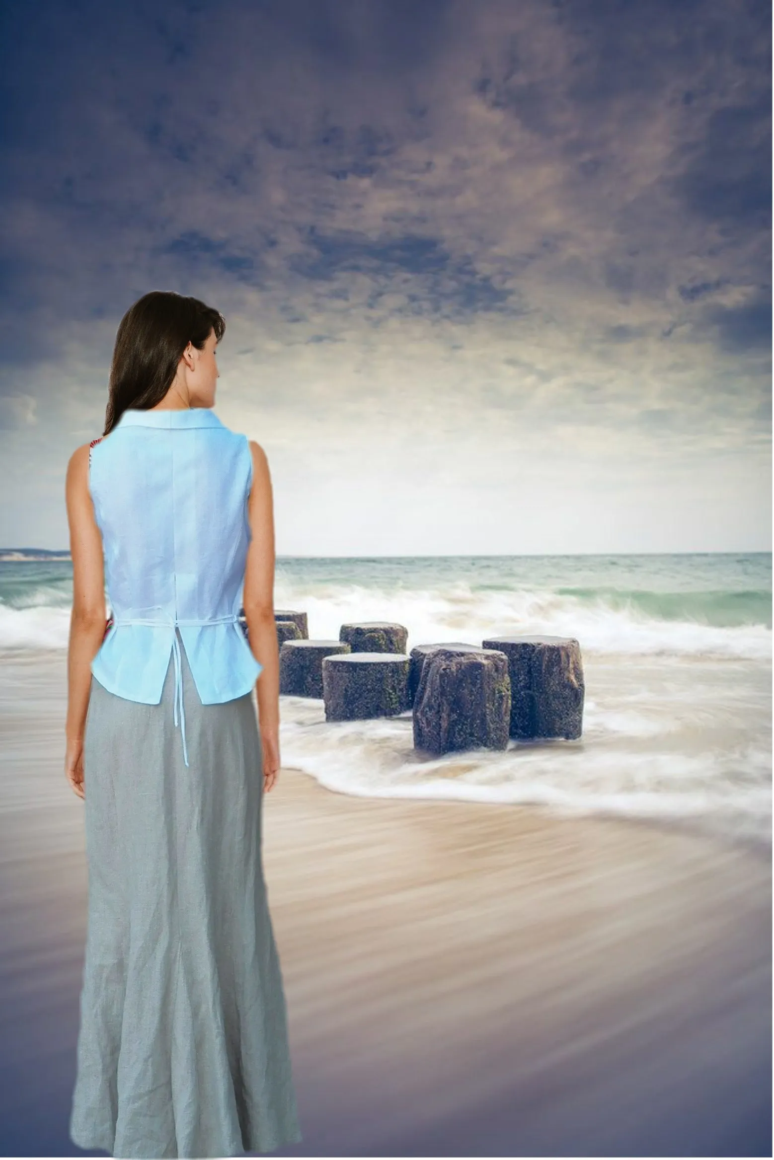 lange linnen A-lijn rok / organic linen A-line maxi skirt
