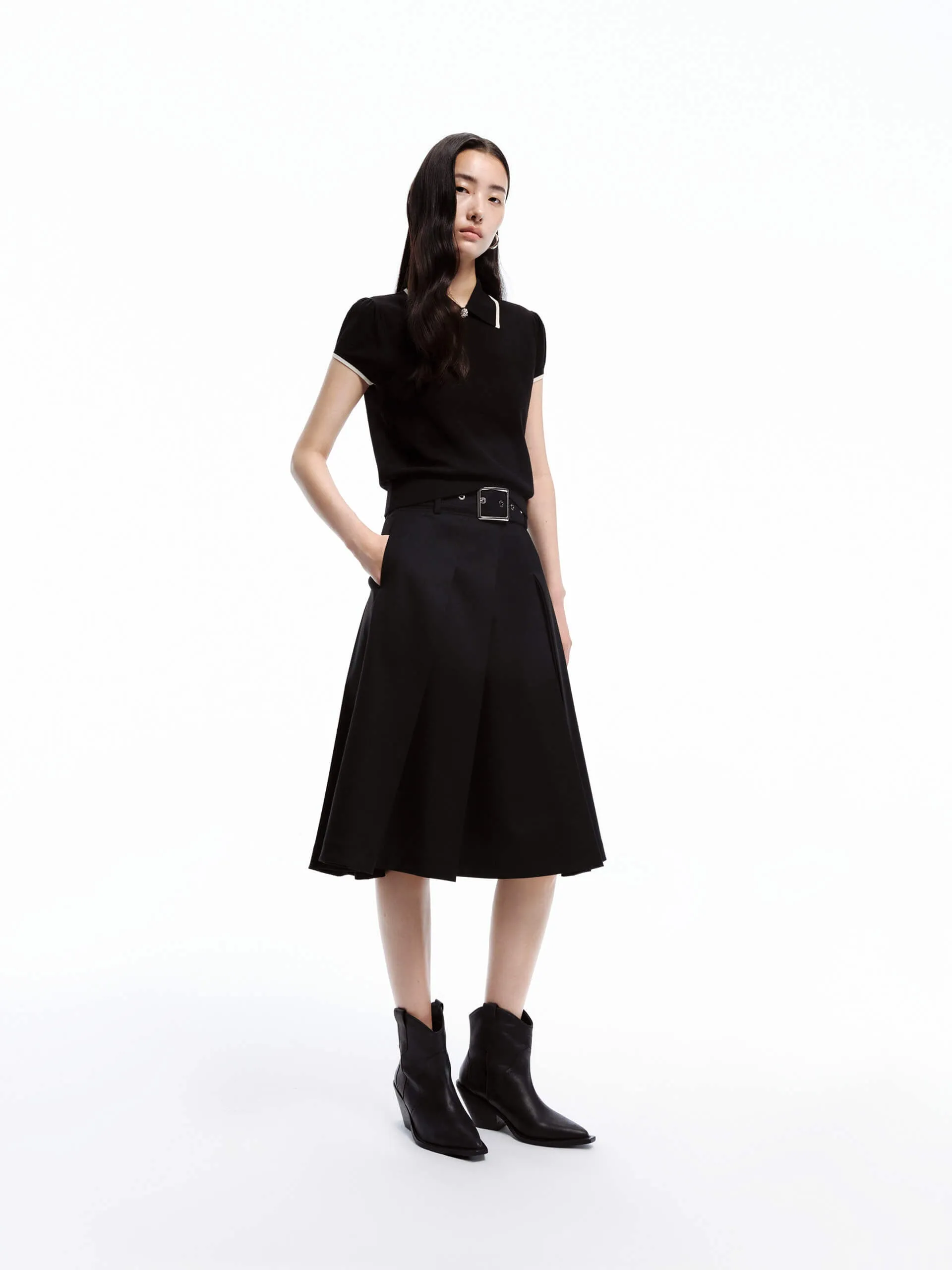 Lapel Collar Fitted Top
