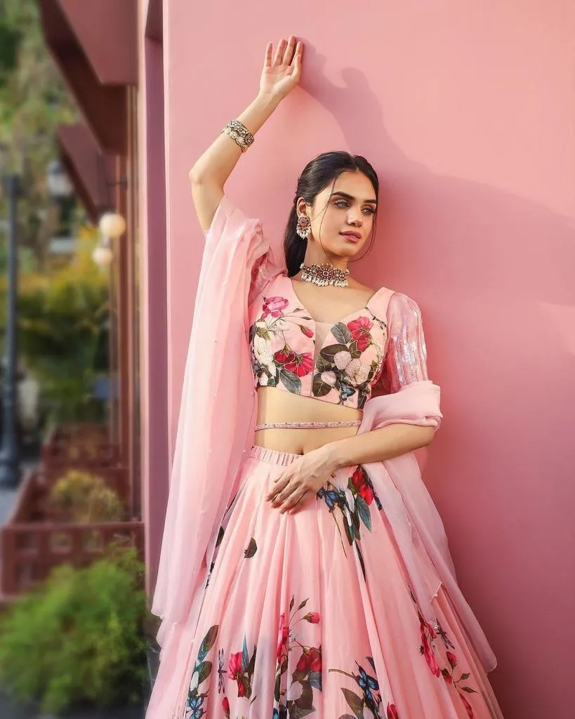 Light Pink Color Floral Printed Designer Lehenga Choli