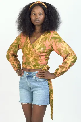 Long Sleeve Wrap Top - Bird of Paradise
