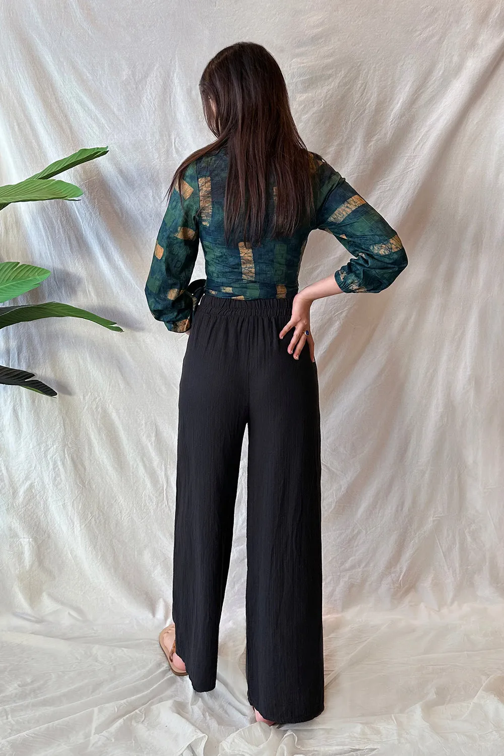Long Sleeve Wrap Top - Brush Strokes