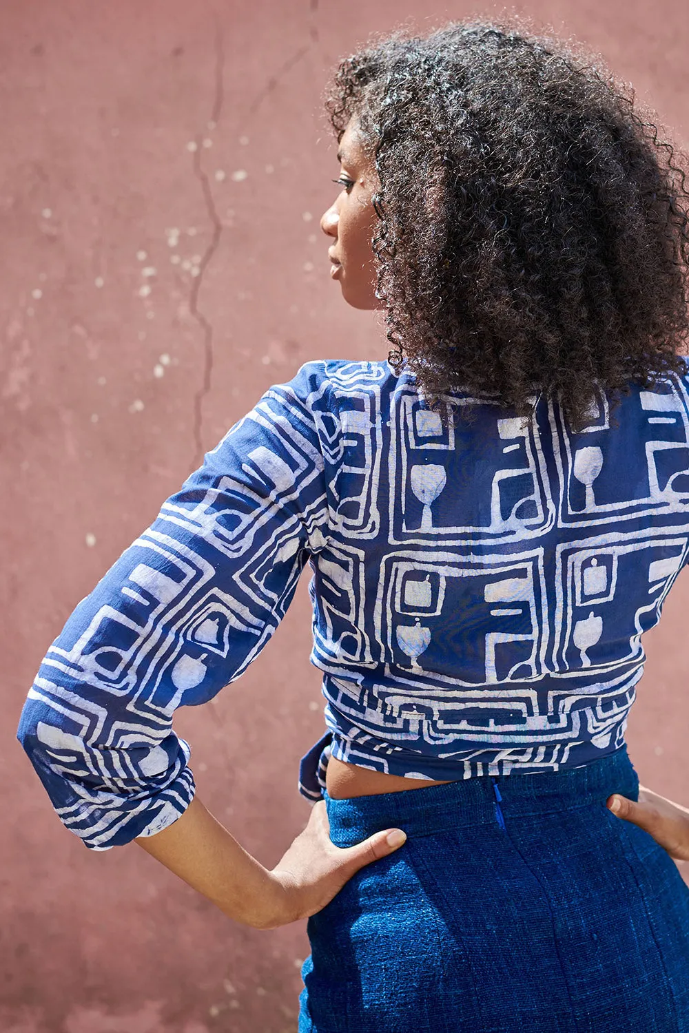 Long Sleeve Wrap Top - Coco Blue