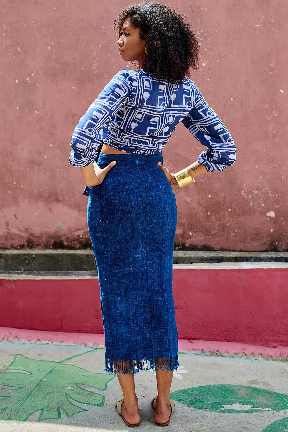 Long Sleeve Wrap Top - Coco Blue