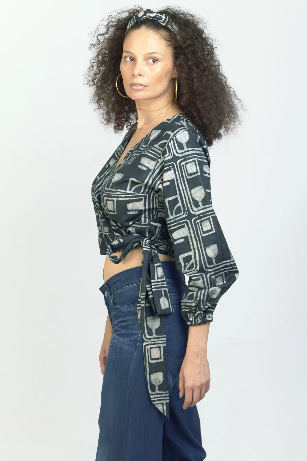 Long Sleeve Wrap Top - Coco Charcoal