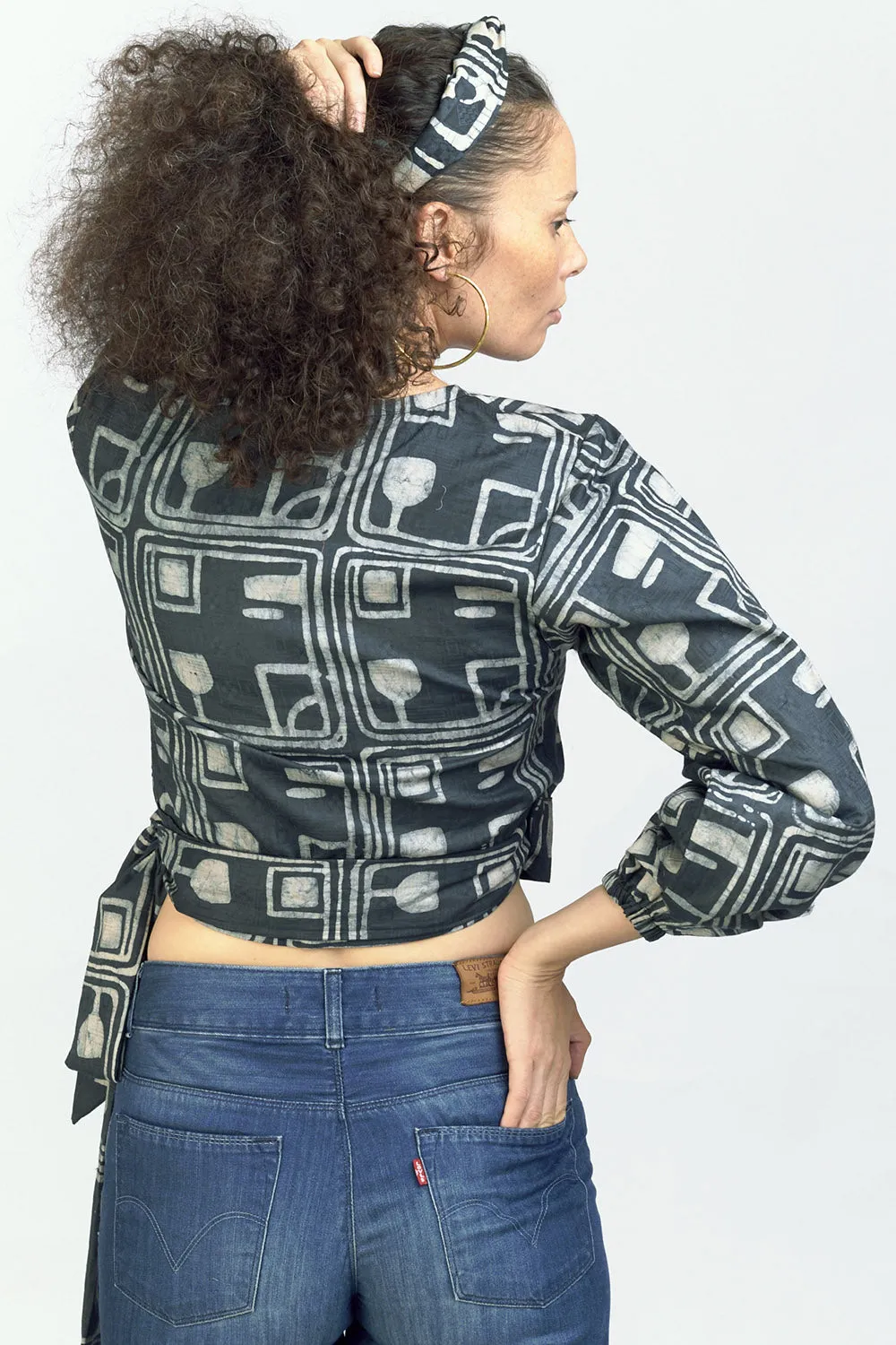 Long Sleeve Wrap Top - Coco Charcoal
