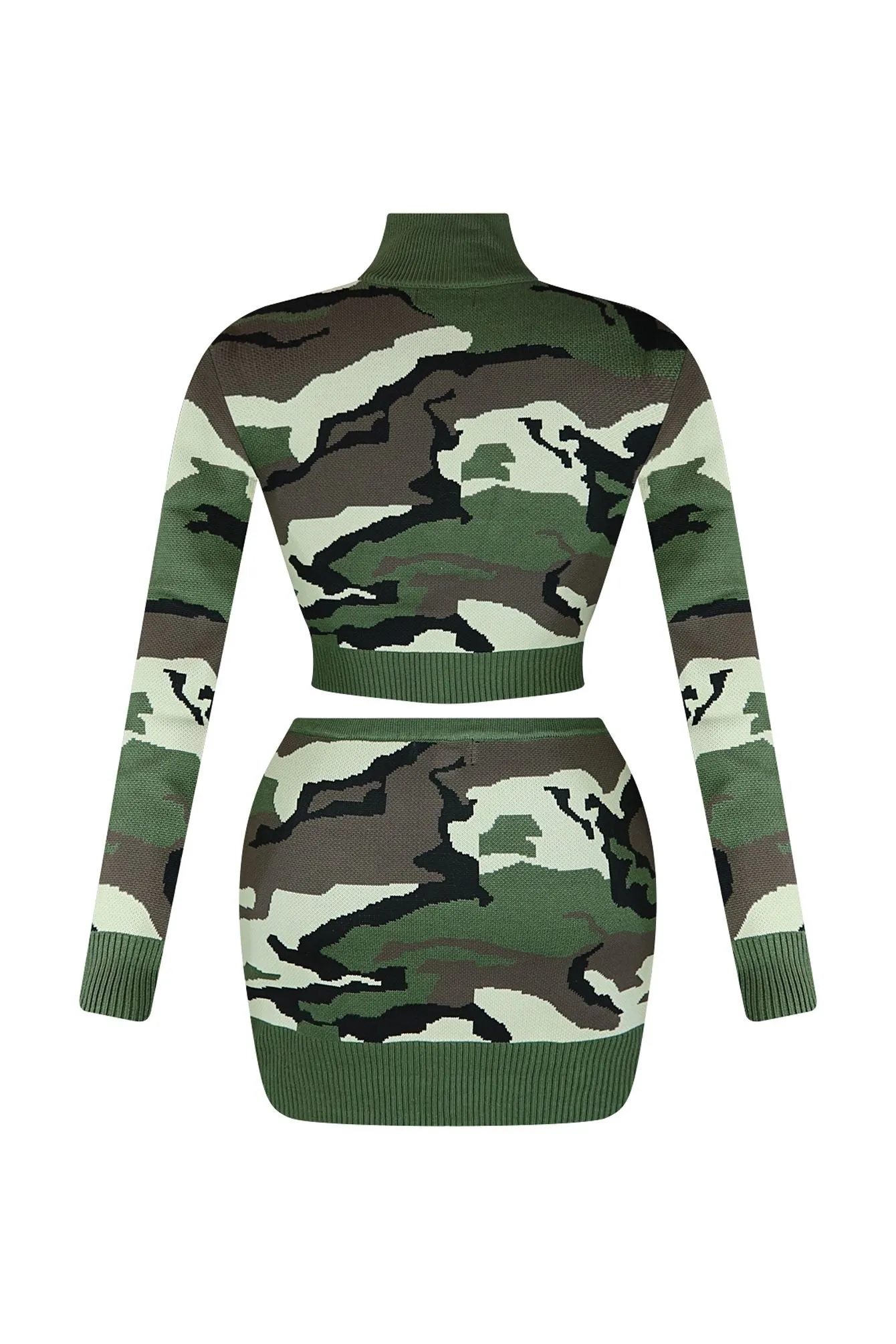 Lost Me Camo Knit Top & Skirt SET