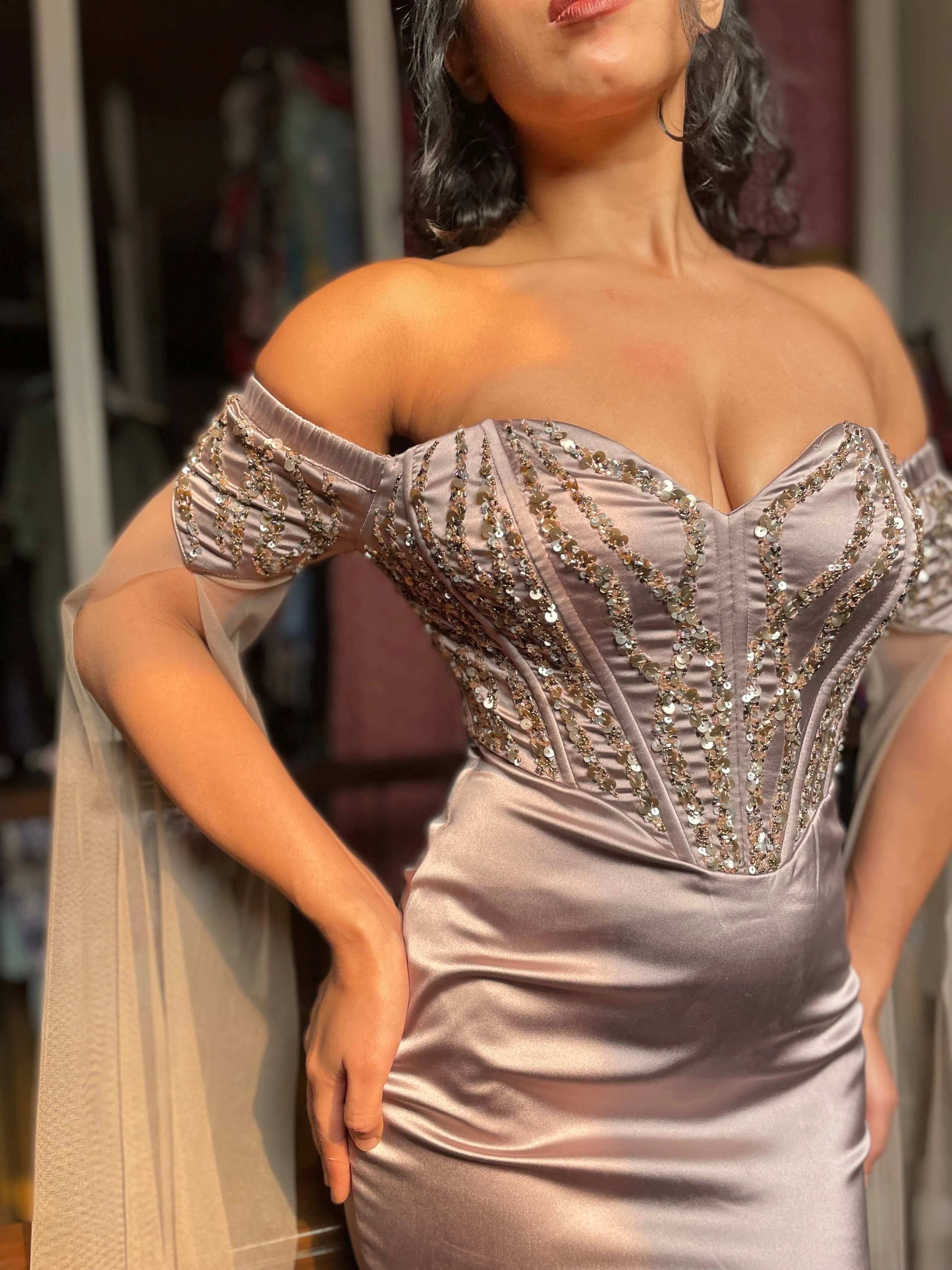 Lucia Hand-Embroidered Trumpet Corset Gown