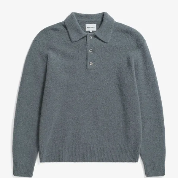 Norse Projects Rasmus Brushed Polo - Mouse Grey