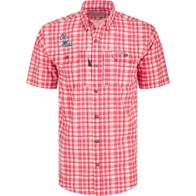 Ole Miss Hunter Creek Windowpane Plaid Short Sleeve Shirt