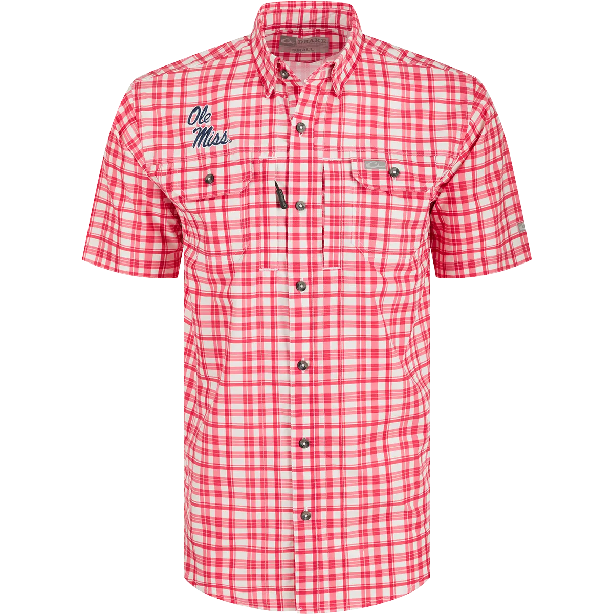Ole Miss Hunter Creek Windowpane Plaid Short Sleeve Shirt