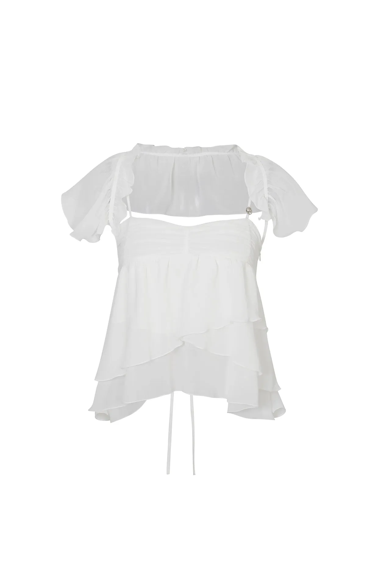 [PAIN OR PLEASURE] FW 24 ELLA CAPE BLOUSE white