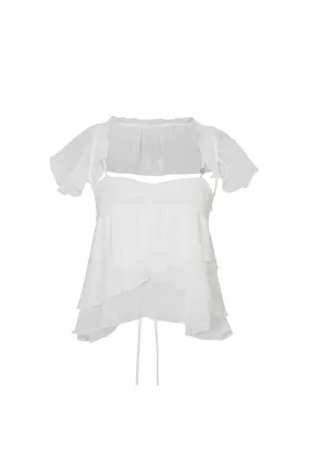 [PAIN OR PLEASURE] FW 24 ELLA CAPE BLOUSE white