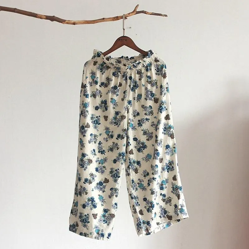 Periwinkle Floral High Waist Palazzo Pants