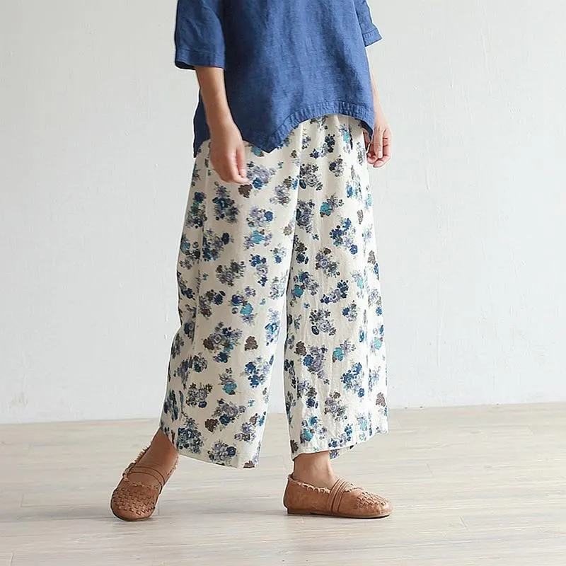 Periwinkle Floral High Waist Palazzo Pants