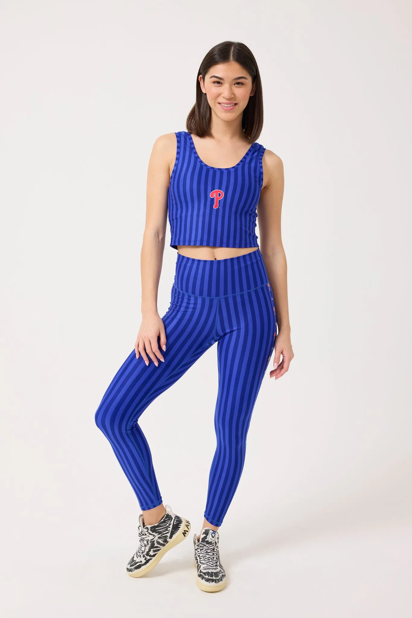 Phillies TLC Crop Top in Electric Blue Chalk Stripe