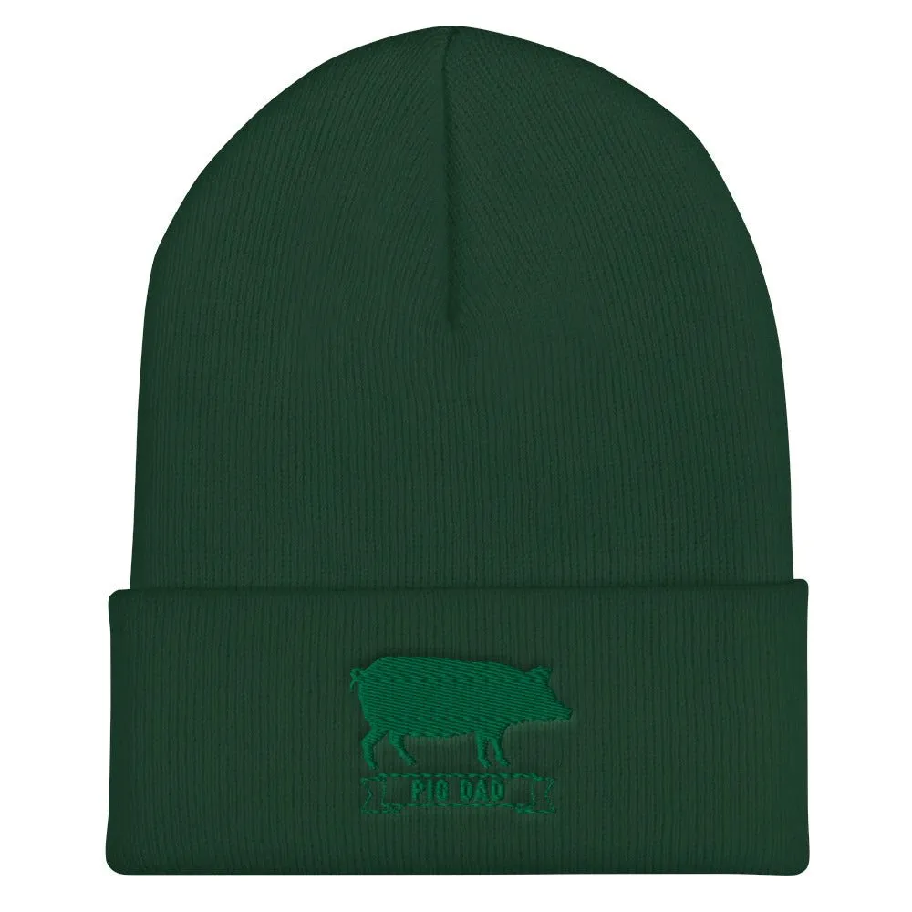 Pig Dad Cuffed Knit Hat proud parent pig hog farmer farming cap hat