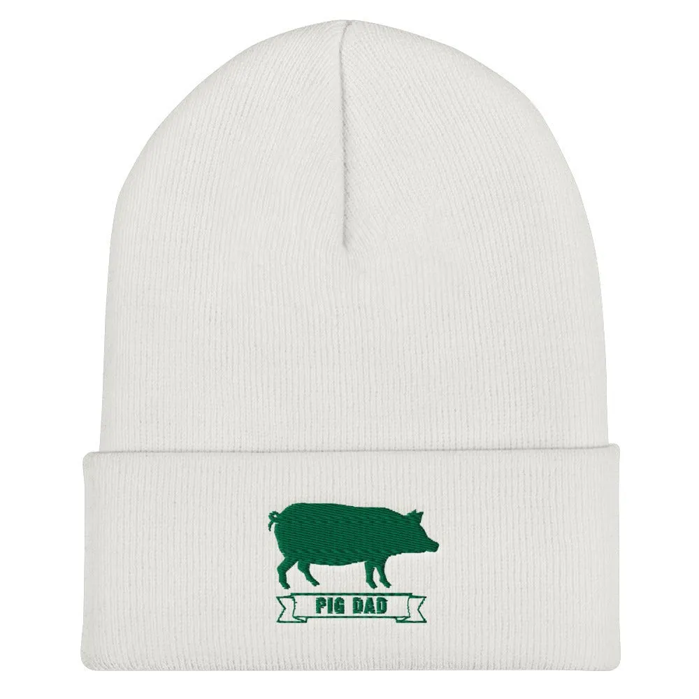 Pig Dad Cuffed Knit Hat proud parent pig hog farmer farming cap hat