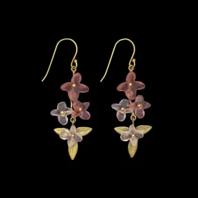 Pink Hydrangea Earrings - Long Wire