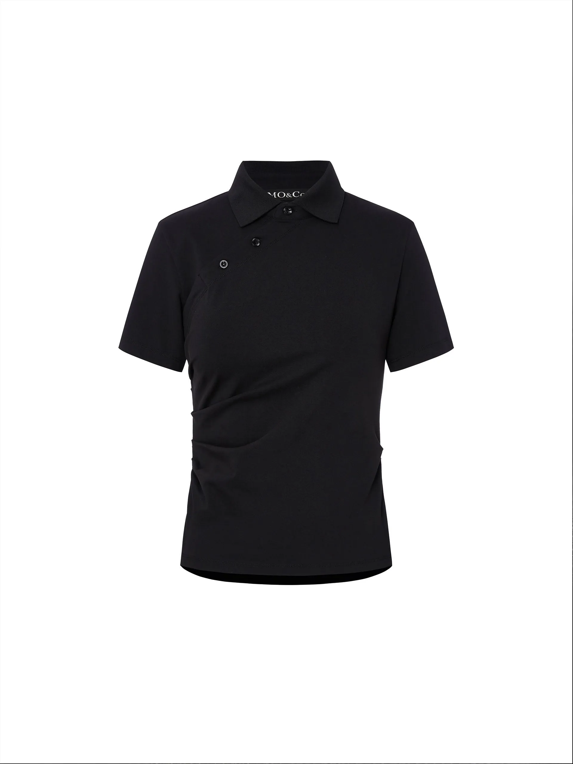 Pleated Slanted Placket Top