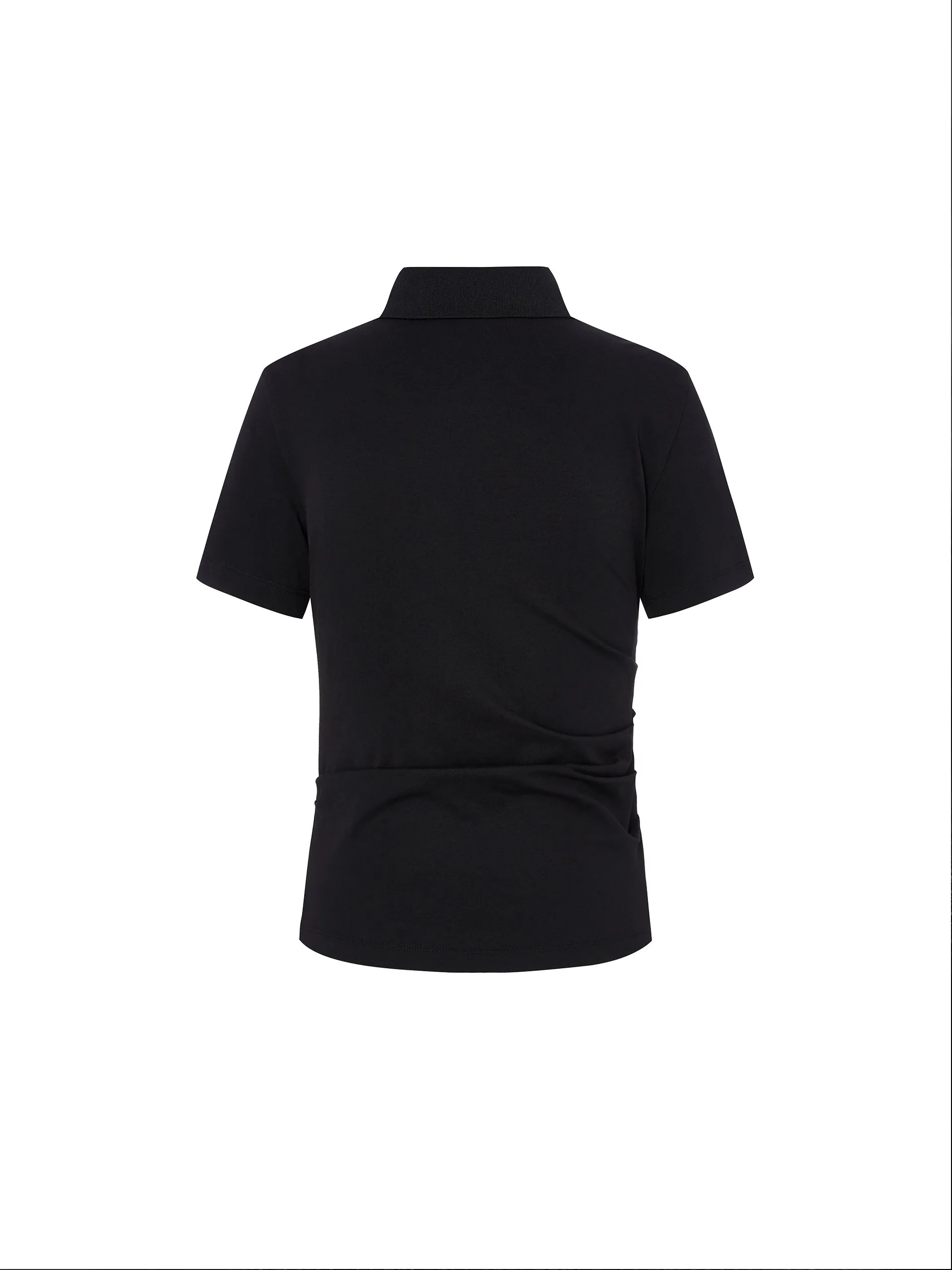 Pleated Slanted Placket Top