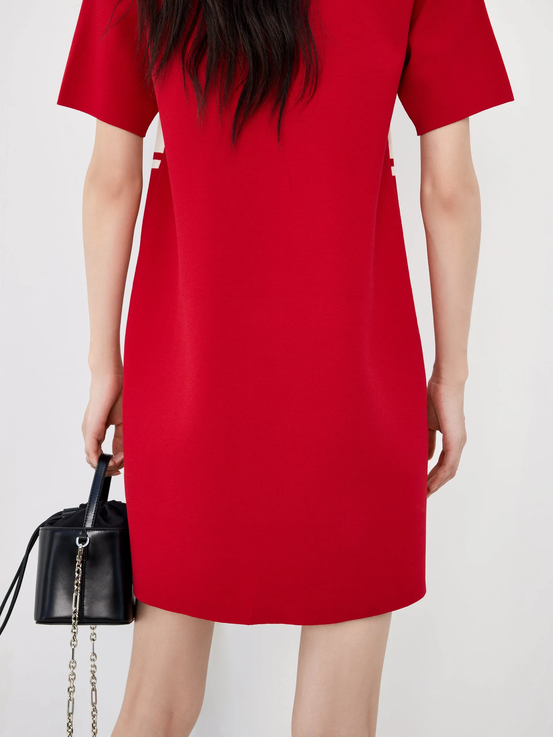Polo Collar Contrast Mini Dress