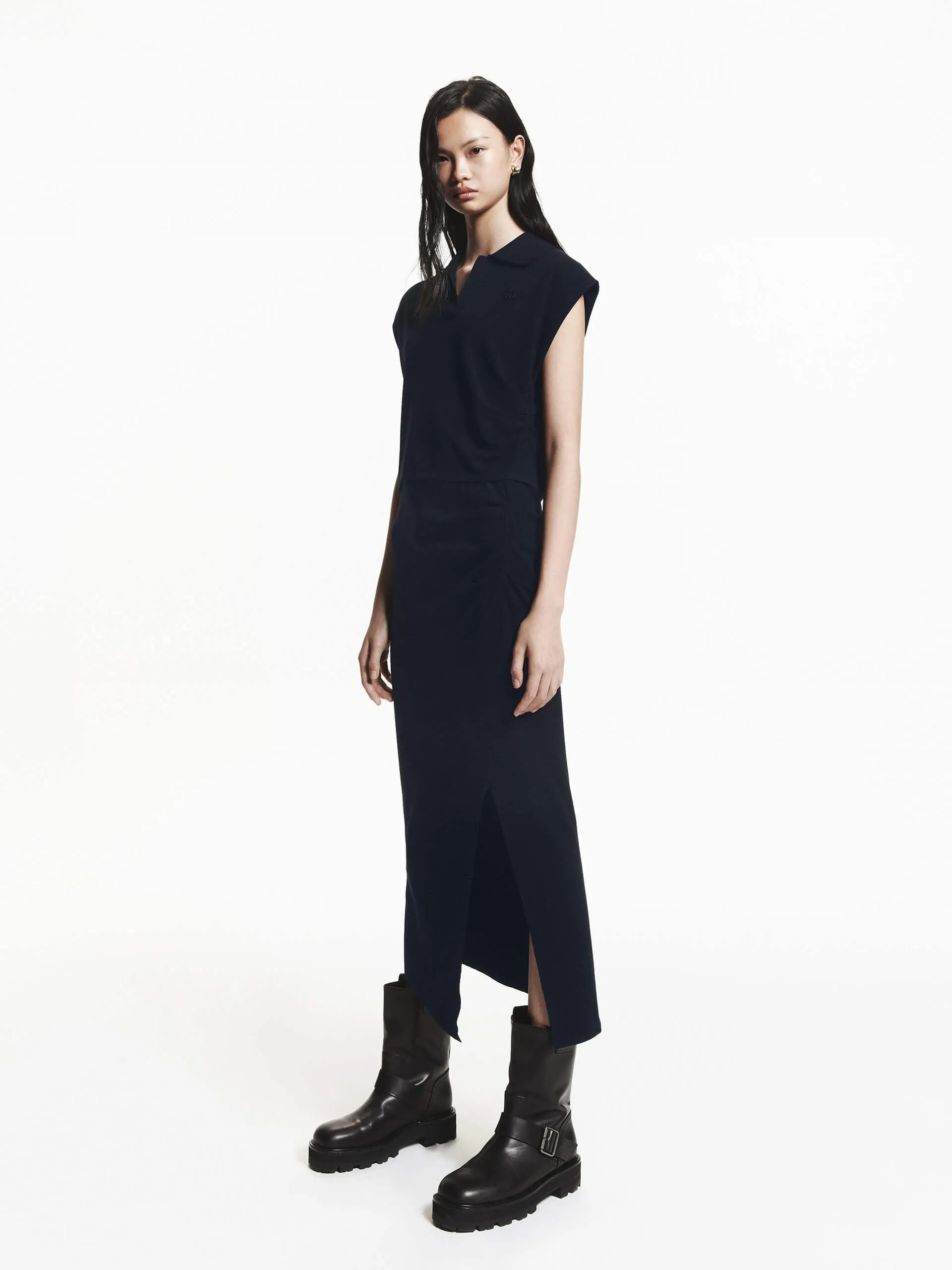 Polo Collar Fitted Dress Set