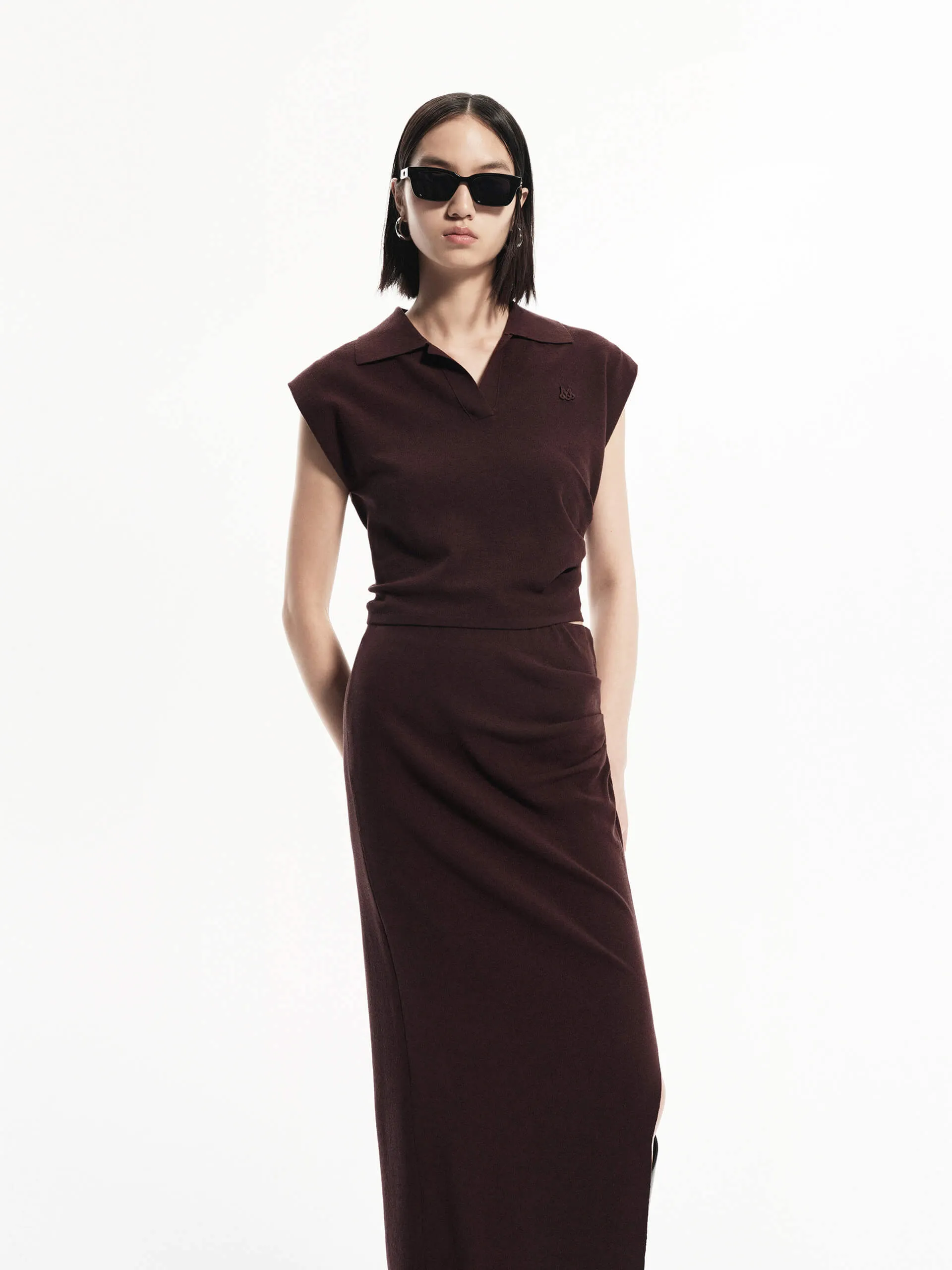 Polo Collar Fitted Dress Set