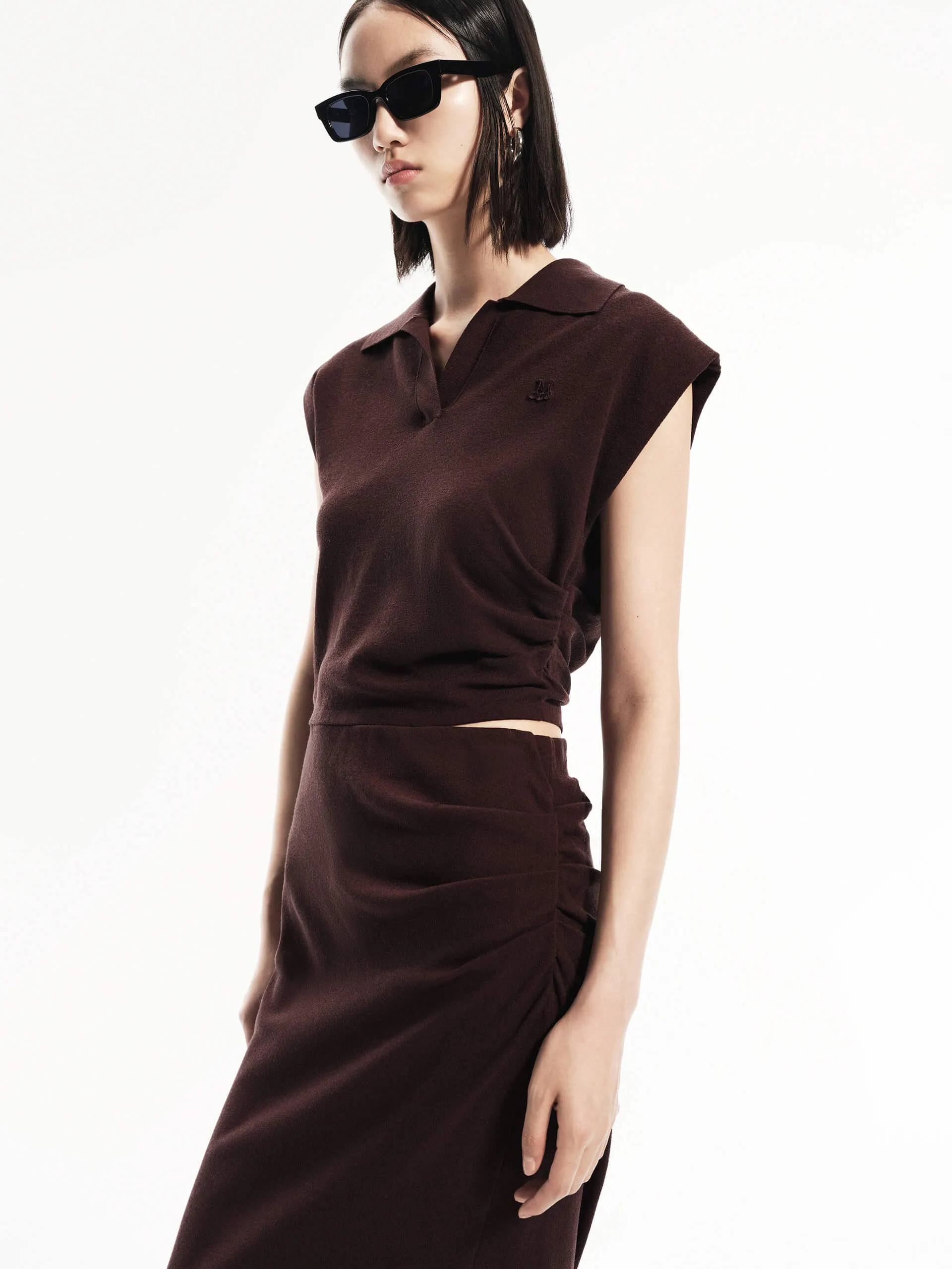 Polo Collar Fitted Dress Set