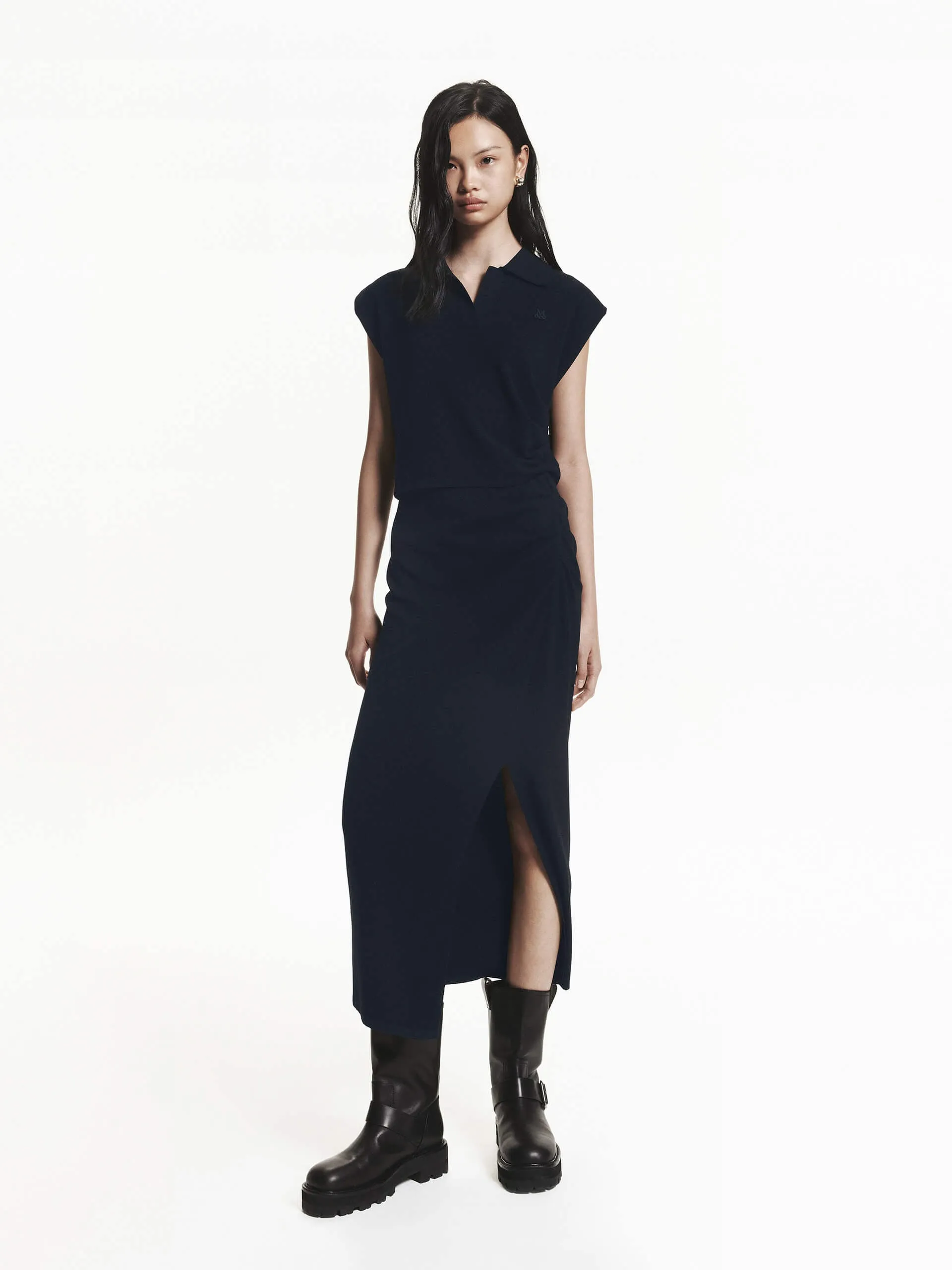 Polo Collar Fitted Dress Set