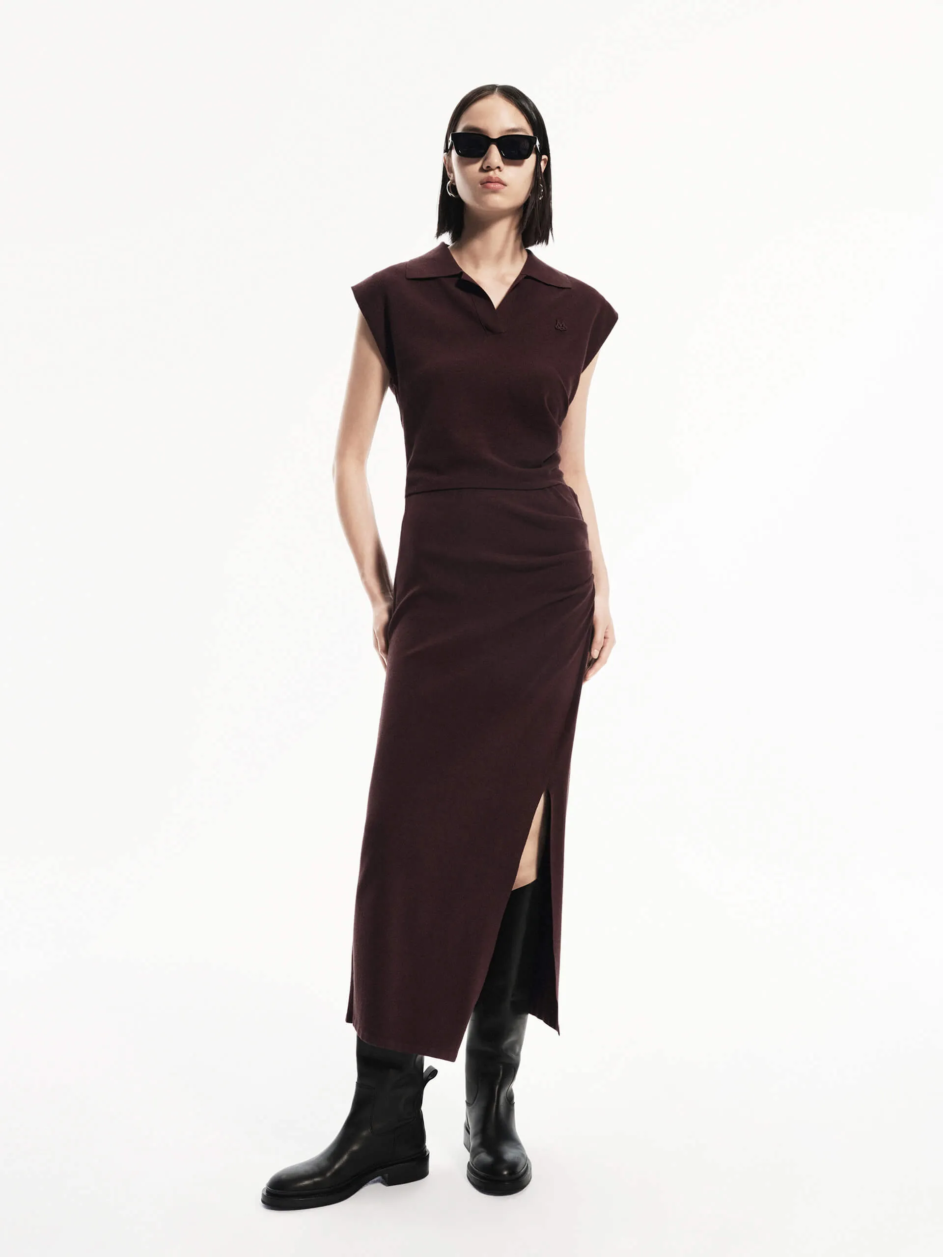 Polo Collar Fitted Dress Set