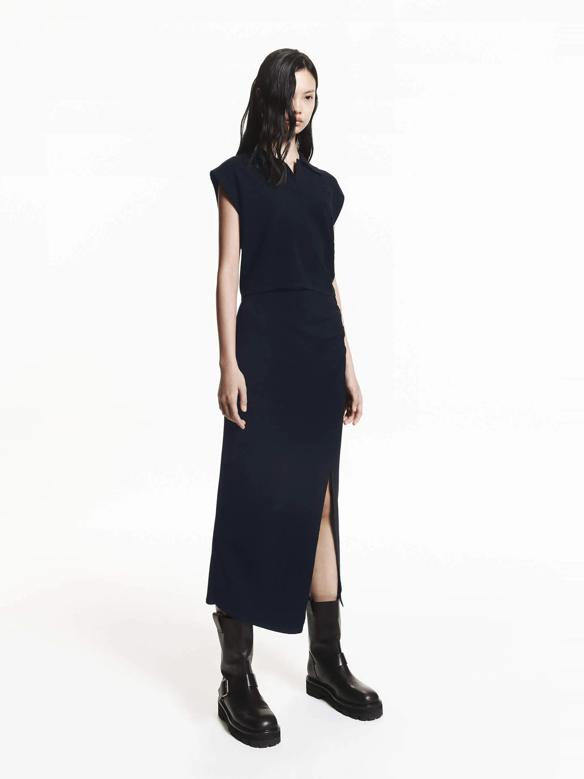 Polo Collar Fitted Dress Set